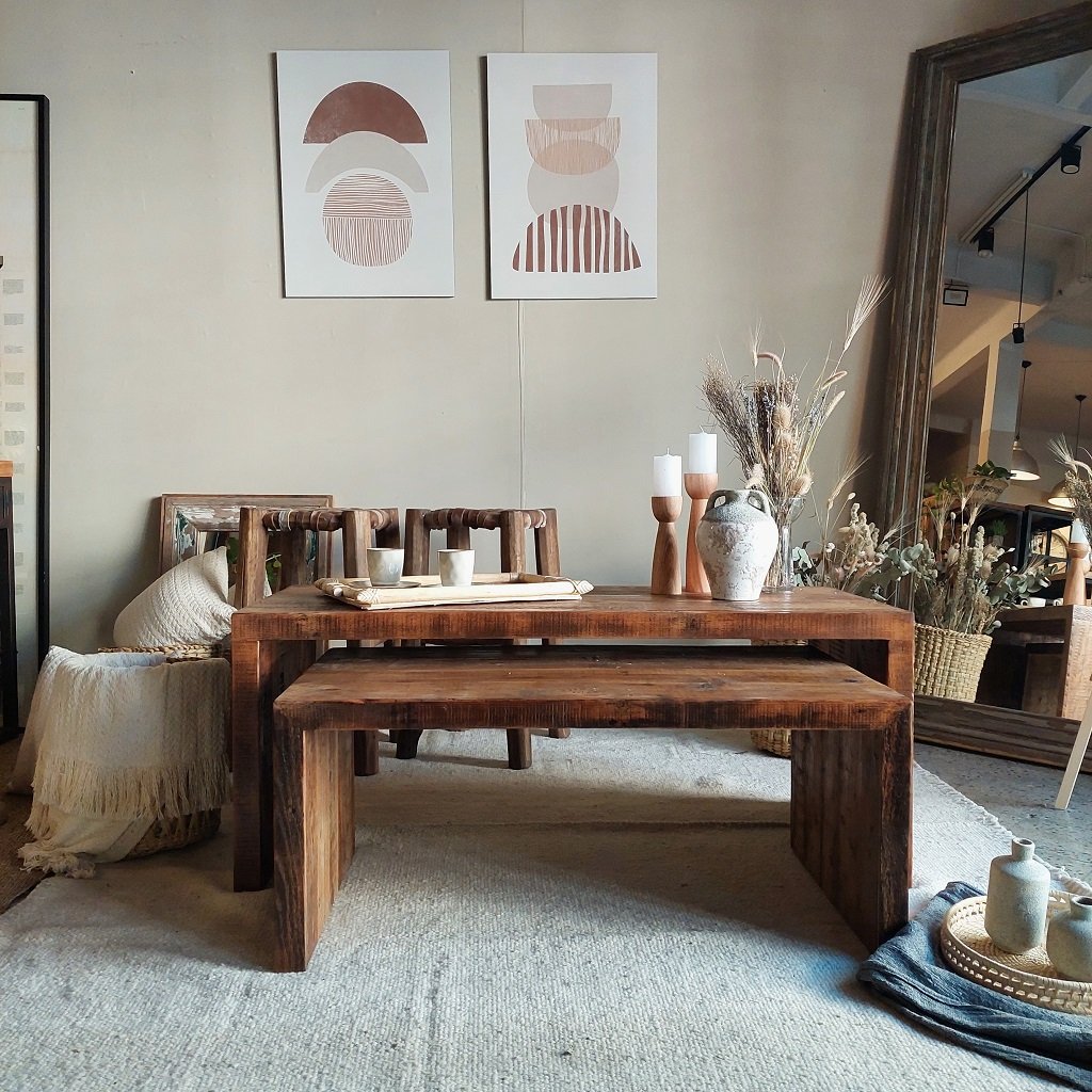 mesa de centro de madera recuperada