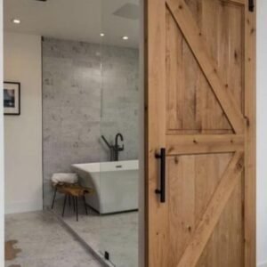 Puerta corredera de madera rústica